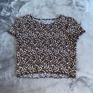 American Eagle Cheetah Print Ruffled Edges Top